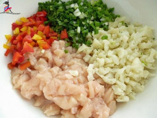 Куриные рубленые котлеты с цветной капустой и болгарским перцем? 02