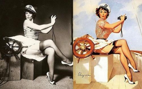Иллюстрации и оригинальные натурщицы американского пин - апа 1950-х годов. 01