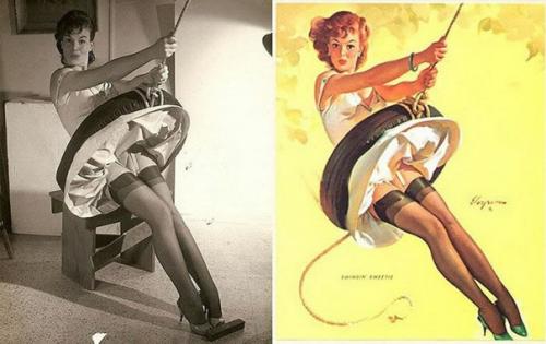 Иллюстрации и оригинальные натурщицы американского пин - апа 1950-х годов. 02