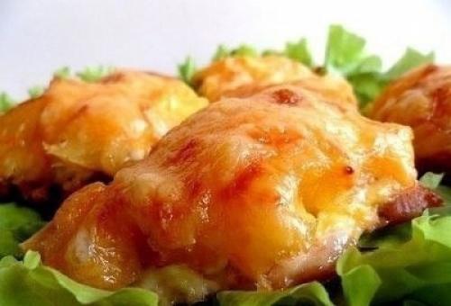 Курица, запеченная с ананасами и сыром. 04