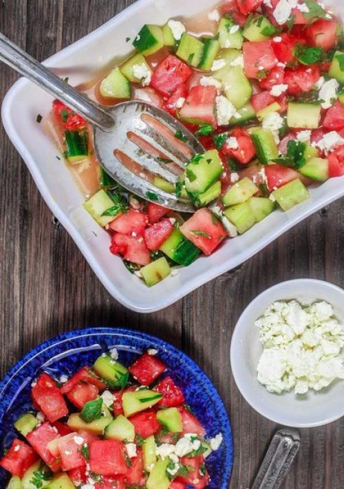 Зеленый салат с творогом. 01