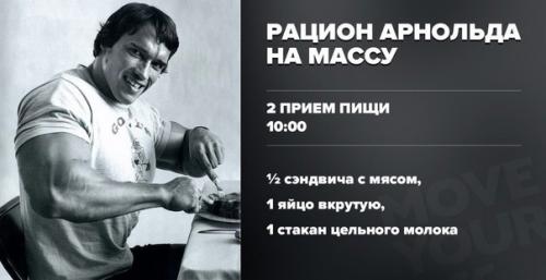 Полезный рацuон арнольда шварценеггера на массу. 01