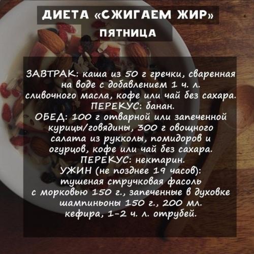 Низкокалорийный рацион на неделю. 04