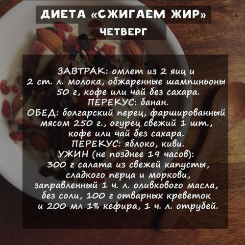 Низкокалорийный рацион на неделю. 03